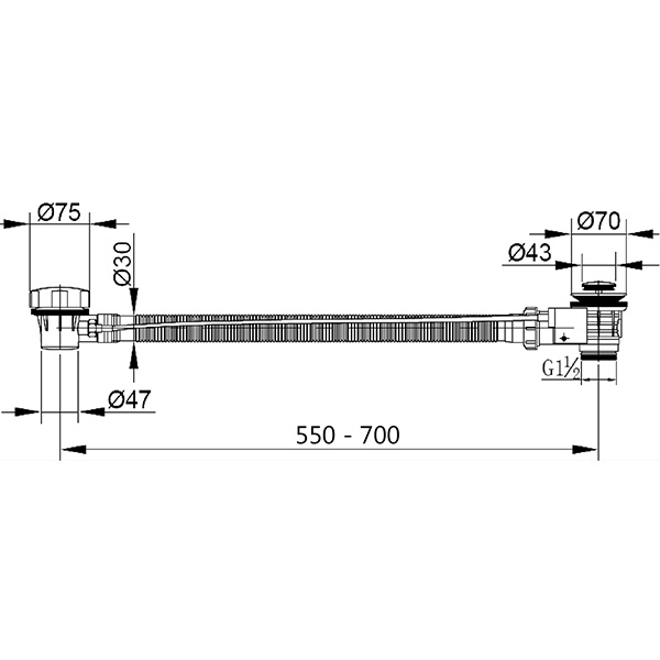 Abagno Long Bath Waste AR-2080P 