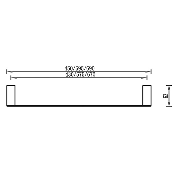 Abagno 700mm Single Towel Bar AR-3330