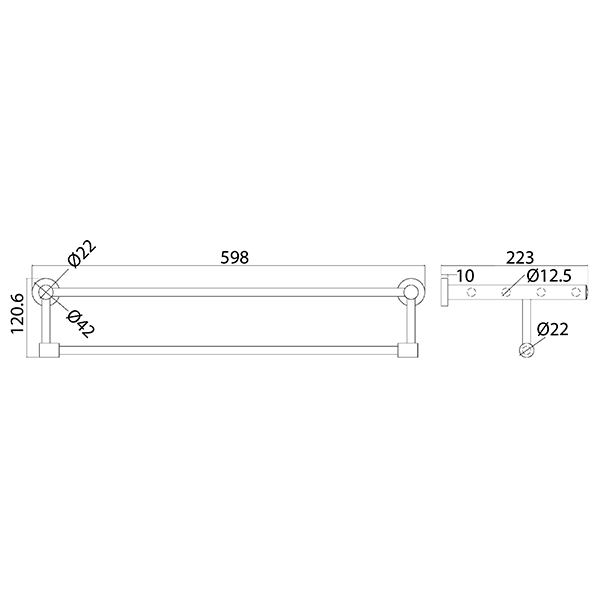 Abagno Towel Shelf With Rail AR-6662-BR