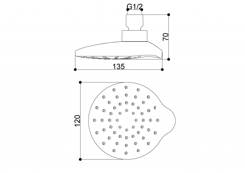 Abagno Single-Jet Shower Rose AR-681A