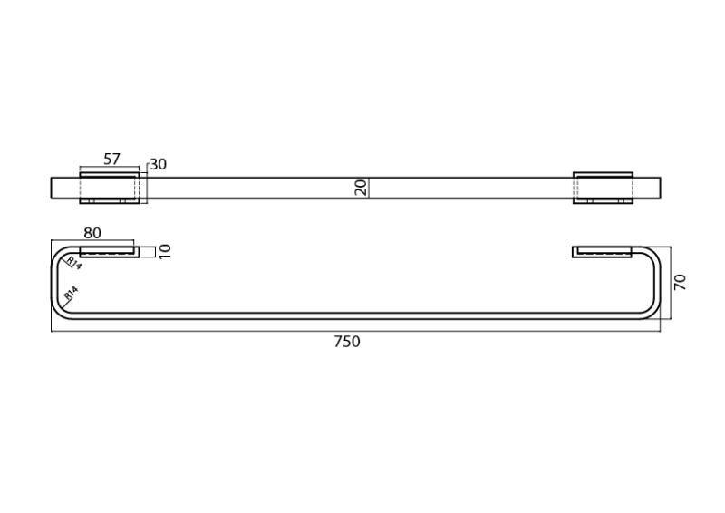 Abagno Single Towel Bar AR-8130-GS