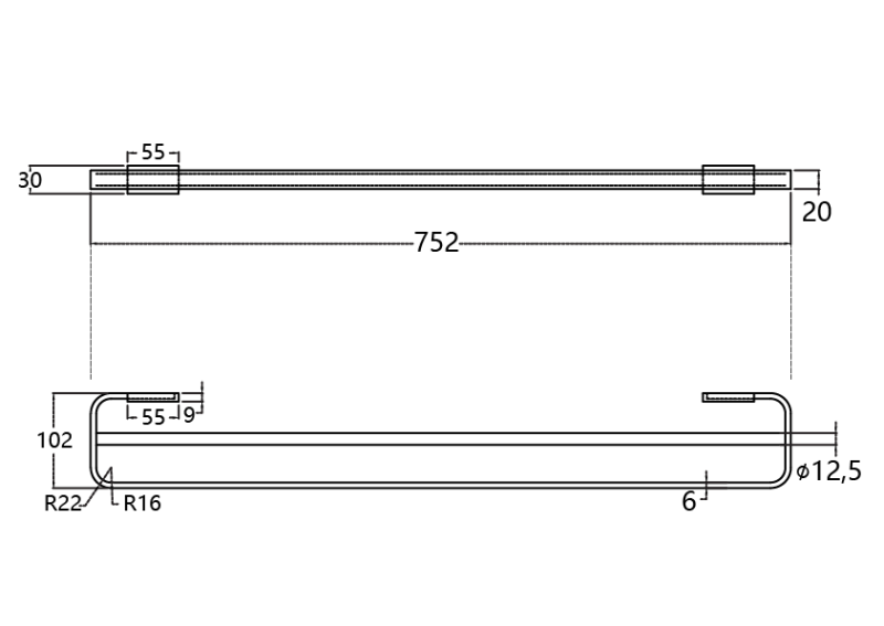 Abagno Double Towel Bar AR-8130D-GS