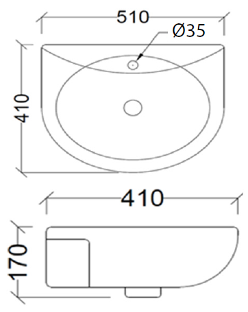 Abagno Wall Hung Wash Basin BOLZANO
