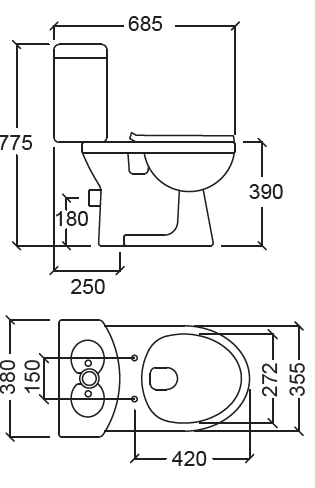 Estillo Close Couple Washdown Water Closet VENETTO 