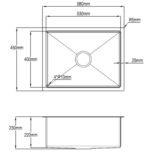 Abagno Under-Mount Single Bowl Kitchen Sink FN-5845-GM Abagno Under-Mount Single Bowl Kitchen Sink FN-5845-GM