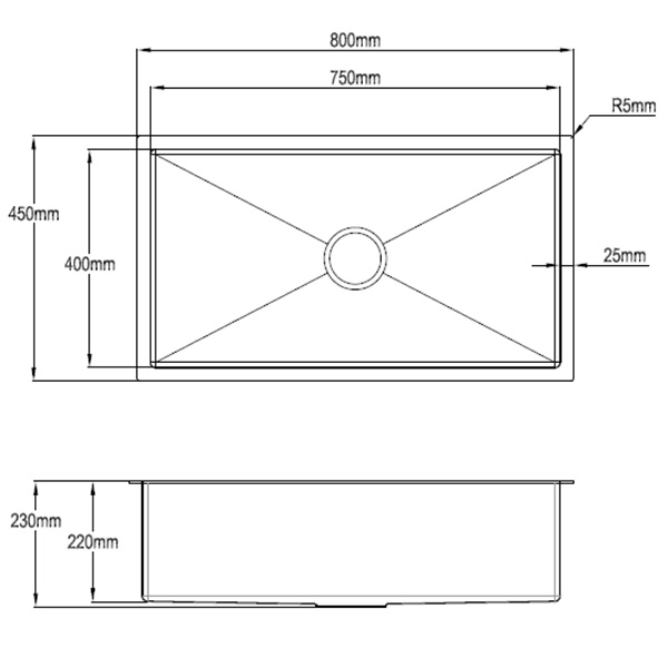 Abagno Under-Mount Single Bowl Kitchen Sink FN-8045-GM Abagno Under-Mount Single Bowl Kitchen Sink FN-8045-GM