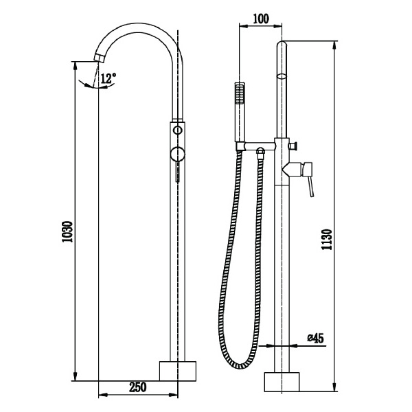 Abagno Exposed Floor-Mounted Bath / Shower Mixer FRM-201-CR