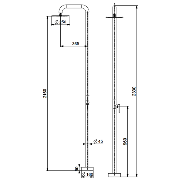 Abagno Exposed Floor-Mounted Shower Mixer FRM-503-CR