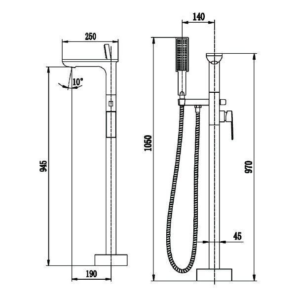 Abagno Exposed Floor-Mounted Bath / Shower Mixer FSM-405-CR