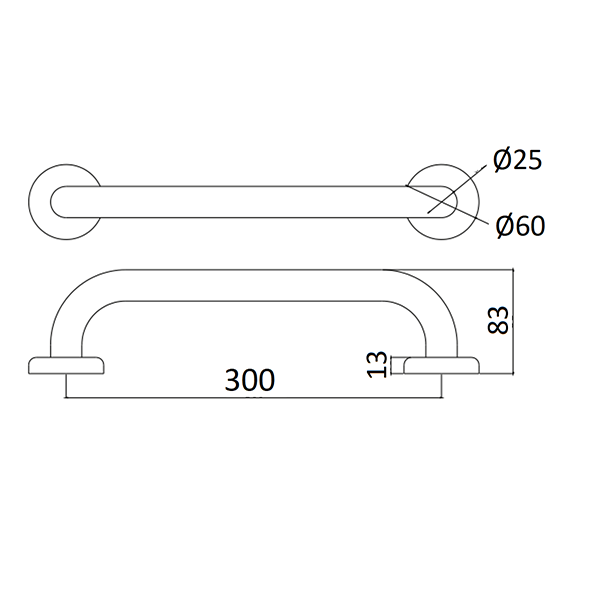 Abagno Grab Bar GB-25-300-SC