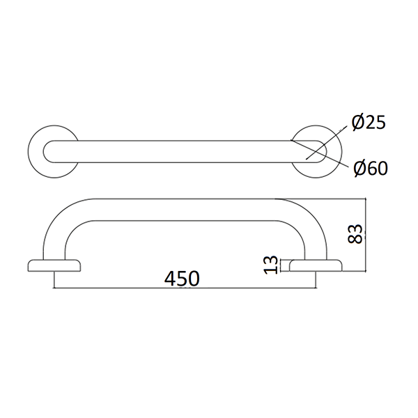Abagno Grab Bar GB-25-450-SC