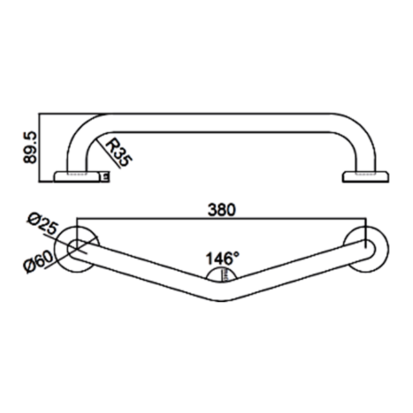 Abagno Angle Grab Bar GB-25-490A-SC