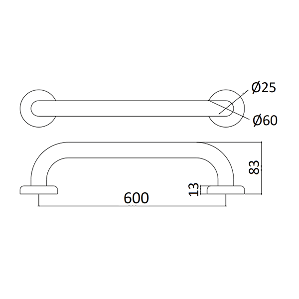 Abagno Grab Bar GB-25-600-SC