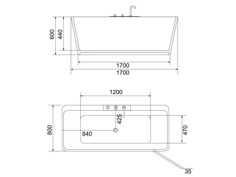 Abagno Free-Standing Bathtub with Mixer K502M