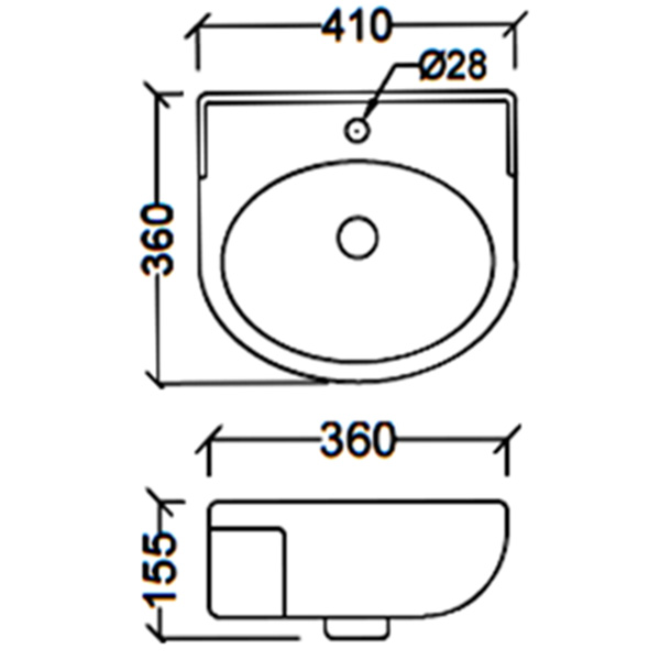 Abagno Wall Hung Wash Basin LIVORNO