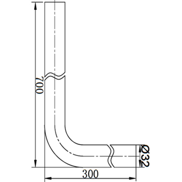 Abagno Flush Valve Bend Pipe LS-30-700SS