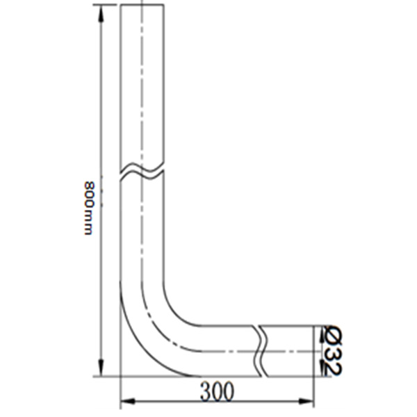 Abagno Flush Valve Bend Pipe LS-30-800SS