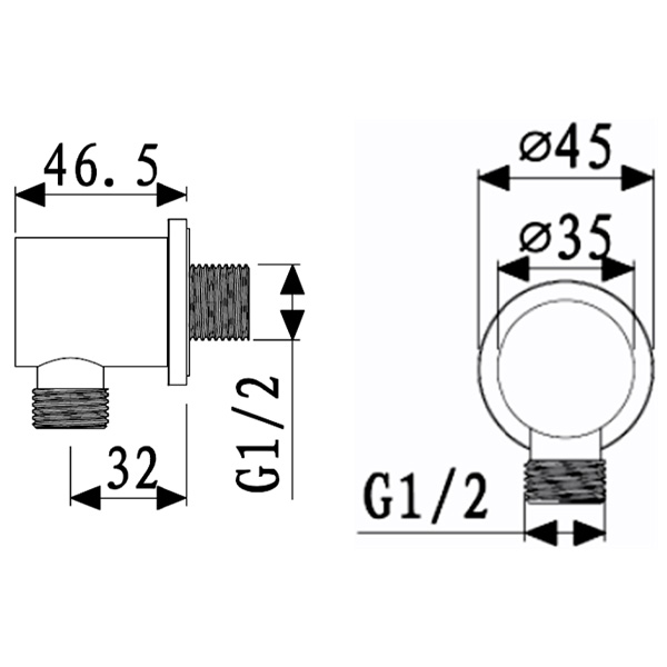 Abagno Water Connection LS-35-45-BN [Black Nickel]