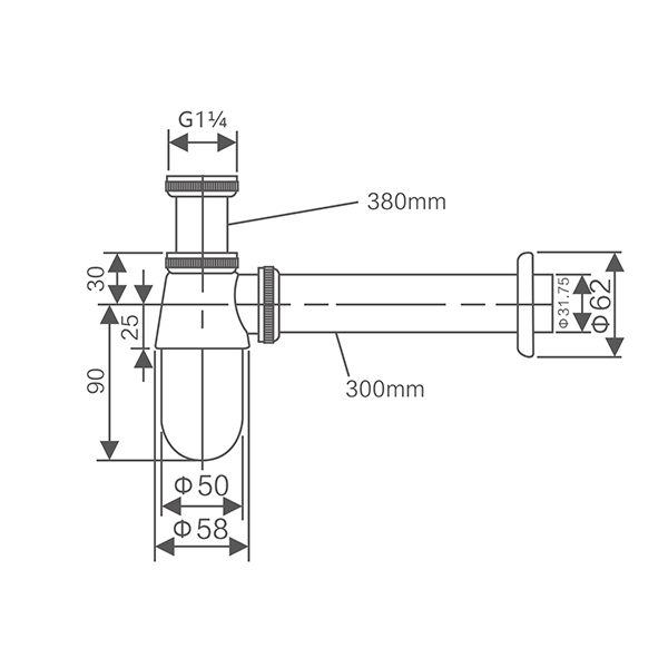 Abagno Basin Bottle Trap LS-380-300