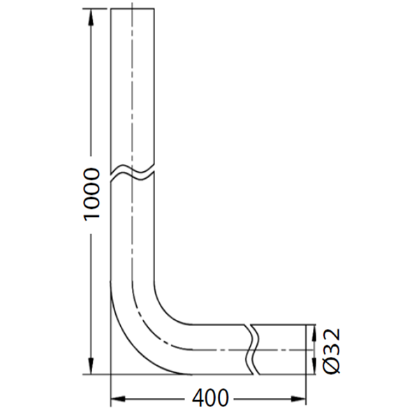 Abagno Flush Valve Bend Pipe LS-40-1000SS