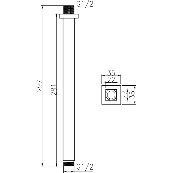 Abagno 300mm Ceiling Shower Arm LS-42-300C