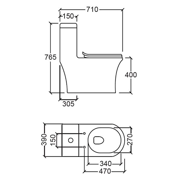 Abagno One Piece Water Closet LAZIO [Marble Design]
