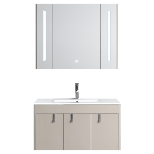 Abagno Mirror Cabinet MCL-0187A-BG with Basin Cabinet MCB-0190S-BG