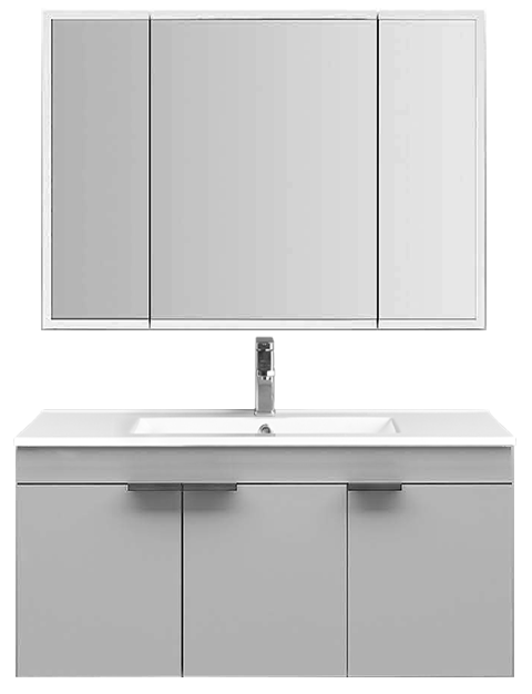 Abagno Mirror Cabinet MCL-0290A-GY With Basin Cabinet MCB-0210S-GY