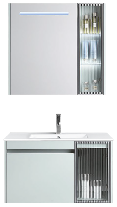 Abagno Mirror Cabinet MCL-5775P-TQ With Basin Cabinet MCB-5780P-TQ