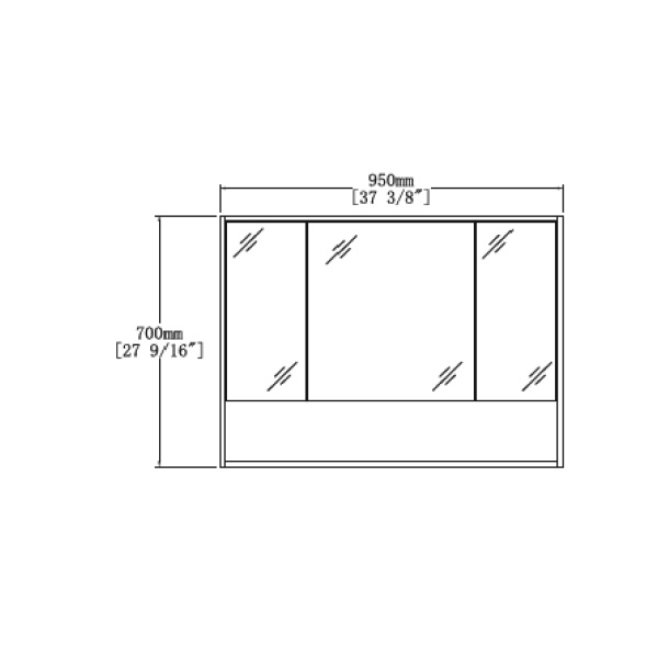 Abagno Mirror Cabinet MCO-5695P-ASH with Basin Cabinet MCB-5610P-ASH