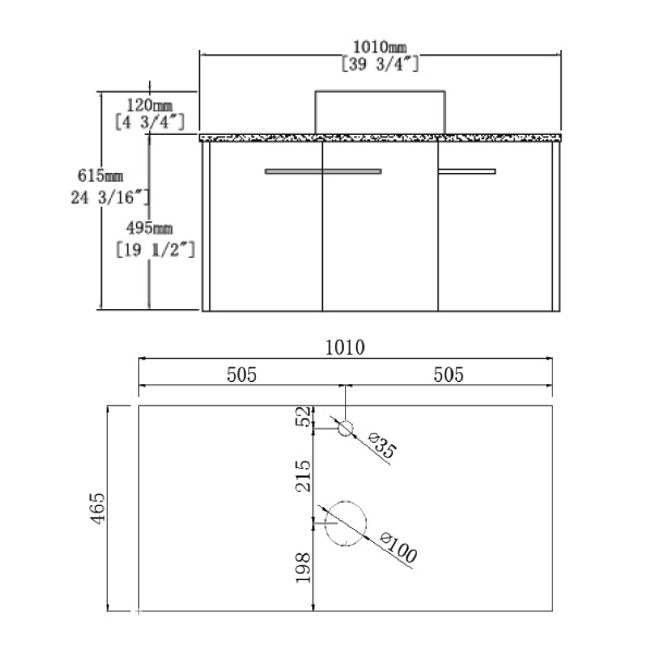 Abagno Mirror Cabinet MCO-5695P-ASH with Basin Cabinet MCB-5610P-ASH