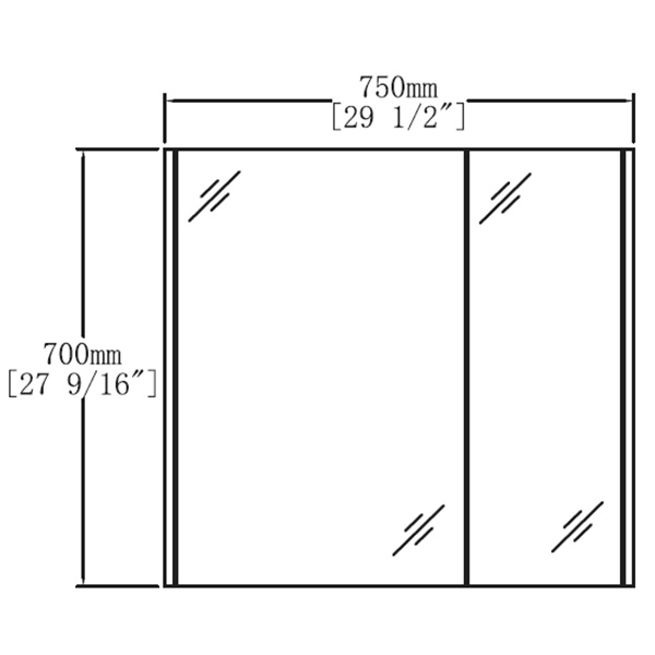 Abagno Mirror Cabinet MCO-6075P-BRW With Basin Cabinet MCB-6080P-BRW