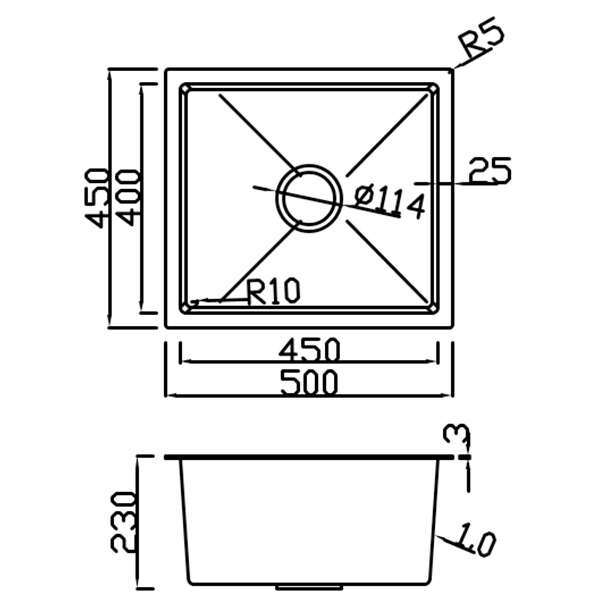 Abagno Single Bowl Kitchen Sink MG-5045-RG Abagno Single Bowl Kitchen Sink MG-5045-RG