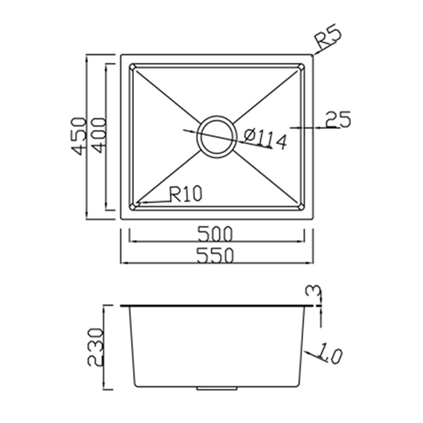 Abagno Single Bowl Kitchen Sink MG-5545-GM