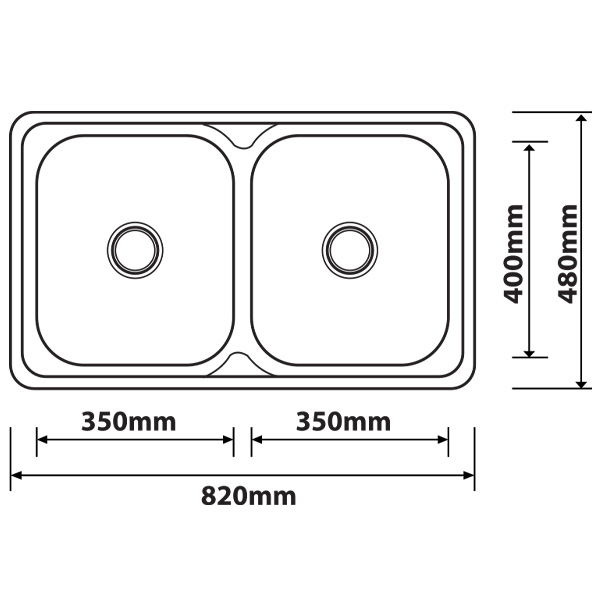 Abagno Top-Mount Double Bowl Kitchen Sink MK-8248-20