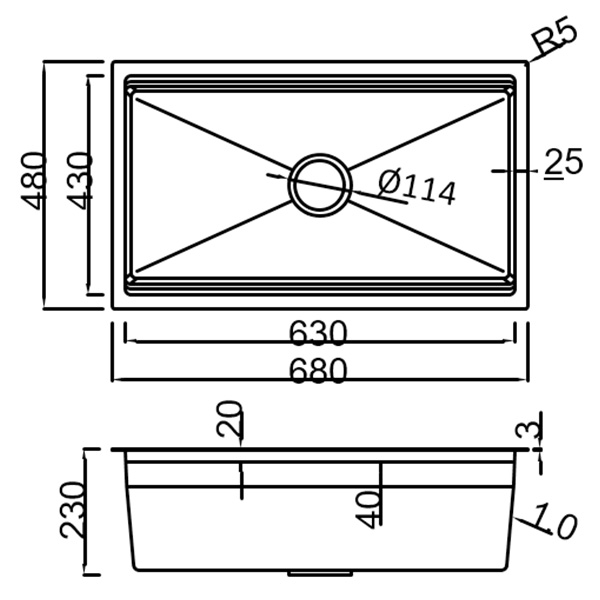 Abagno Single Bowl 2-Tier Kitchen Sink MT-6848-GM Abagno Single Bowl 2-Tier Kitchen Sink MT-6848-GM