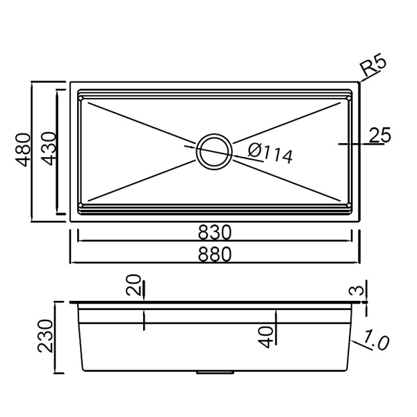 Abagno Single Bowl 2-Tier Kitchen Sink MT-8848-GM Abagno Single Bowl 2-Tier Kitchen Sink MT-8848-GM