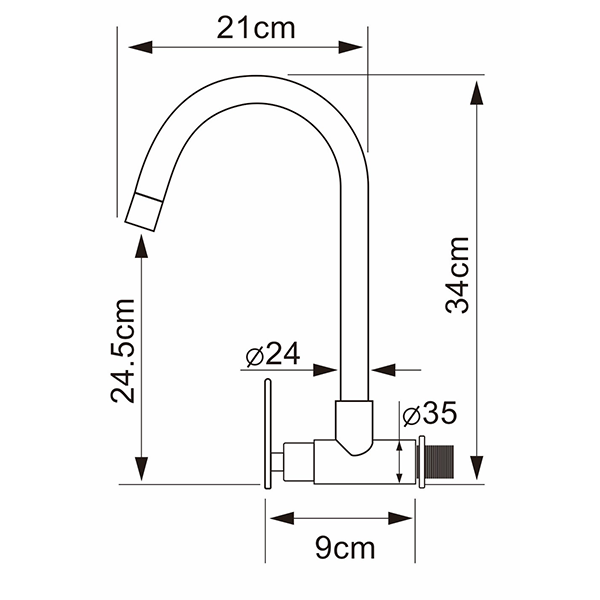 Abagno Wall Kitchen Sink Tap SDT-028W-MB [Matt Black]
