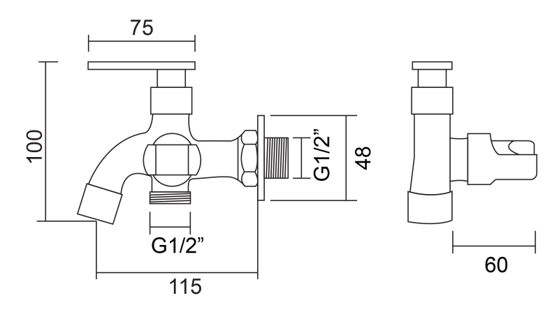 Abagno Two-Way Tap With Holder SDT-051H-SS