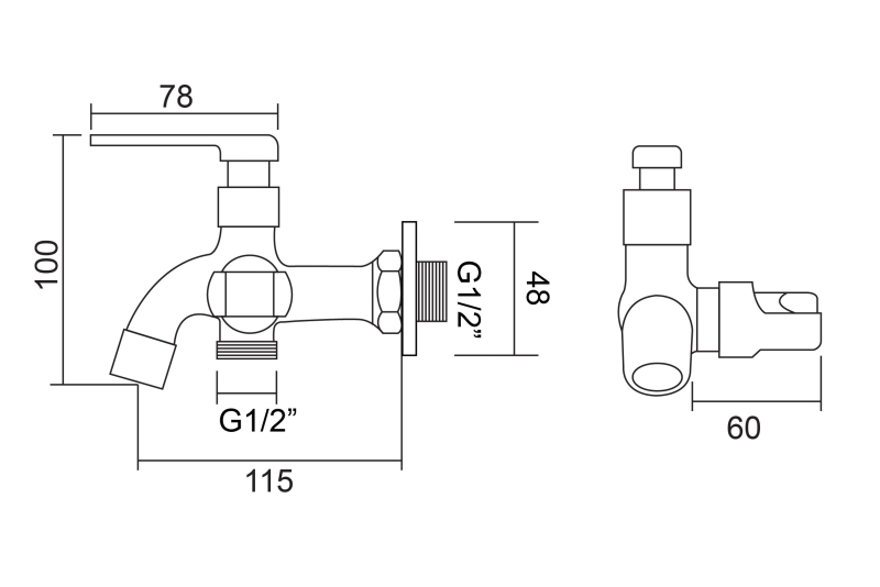 Abagno Two-Way Tap With Holder SET-051H-MB [Matt Black]