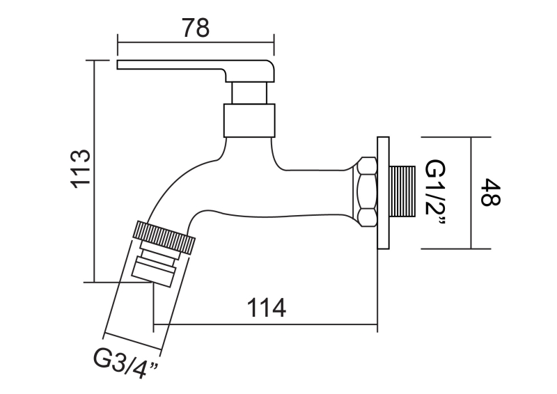 Abagno Hose Bib Tap SET-071-MB [Matt Black]