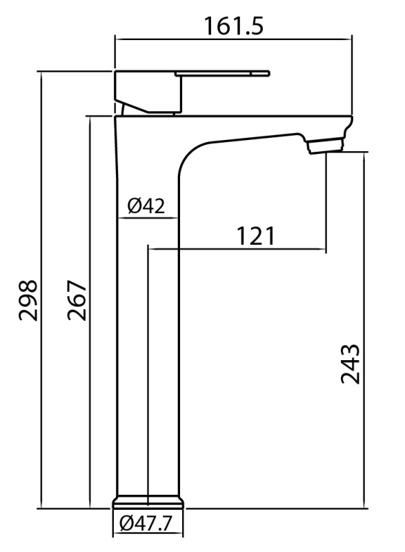 Abagno Tower Basin Tap SHC-075L-SS