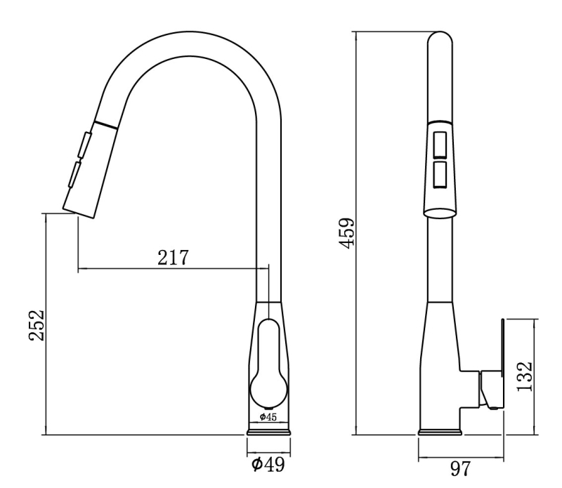 Abagno Kitchen Sink Mixer With Pull-Out 3-Functions Spray SHM-280P-SS