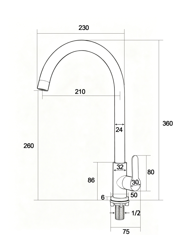 Abagno Kitchen Sink Tap SHT-028-SS