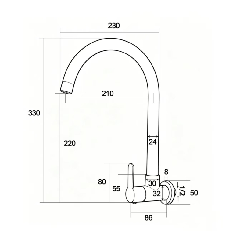 Abagno Wall Sink Tap SHT-028W-SS