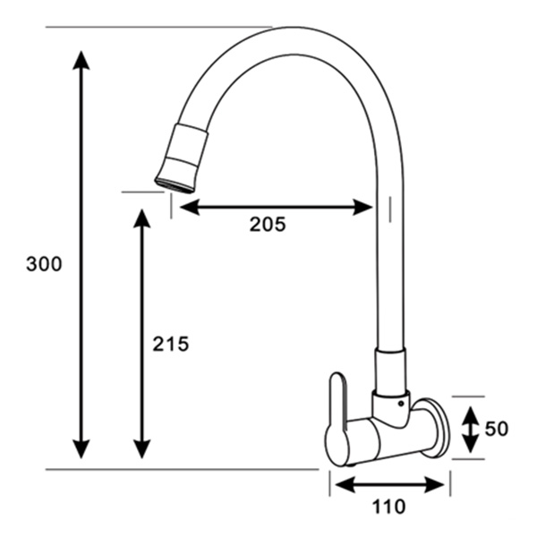 Abagno Wall Sink Tap SHT-058-FW-MB [Matt Black] 