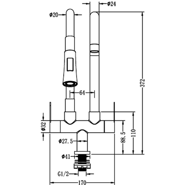 Abagno Pillar Sink Tap SHT-258-MSP-MB [Matt Black]     