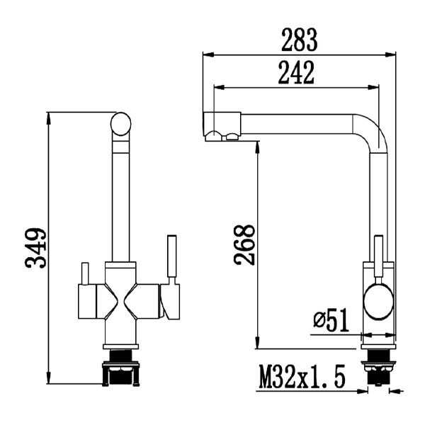Abagno Kitchen Sink Mixer With Filter Diverter SKM-391-SS