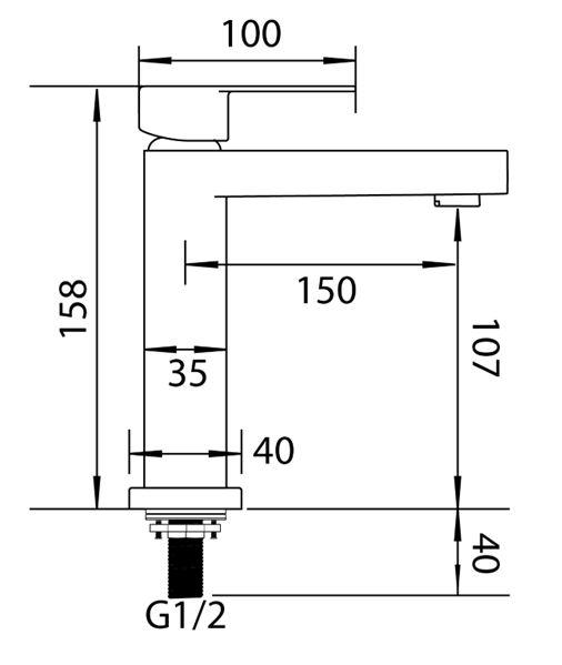 Abagno Single Lever Basin Tap SMT-075S-MB [Matt Black]