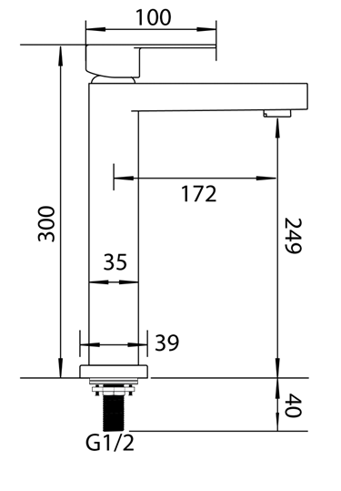 Abagno Single Lever Tower Basin Tap SMT-075SL-MB [Matt Black]